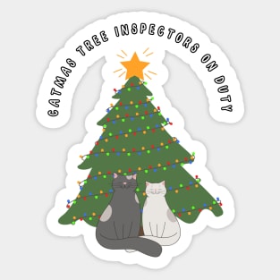 Catmas tree inspectors on duty. Christmas cat humor Sticker